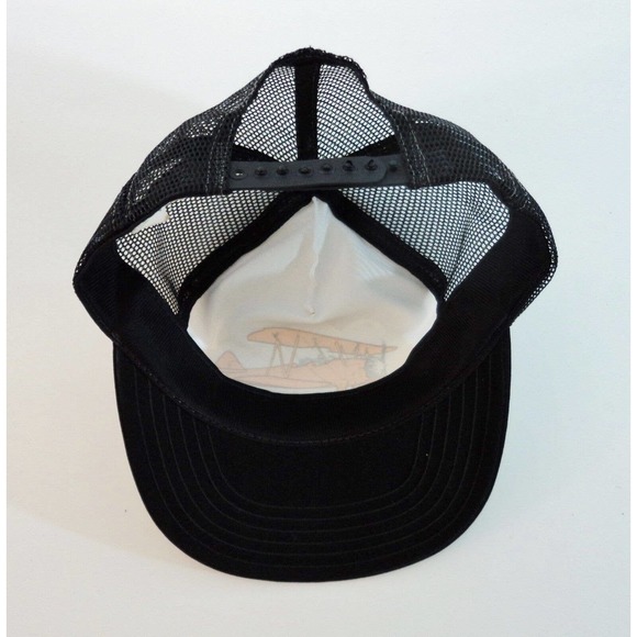 PT-17 Stearman Biplane Airplane Snap Back Trucker Hat Cap Mesh Yellow and Black - Picture 10 of 11